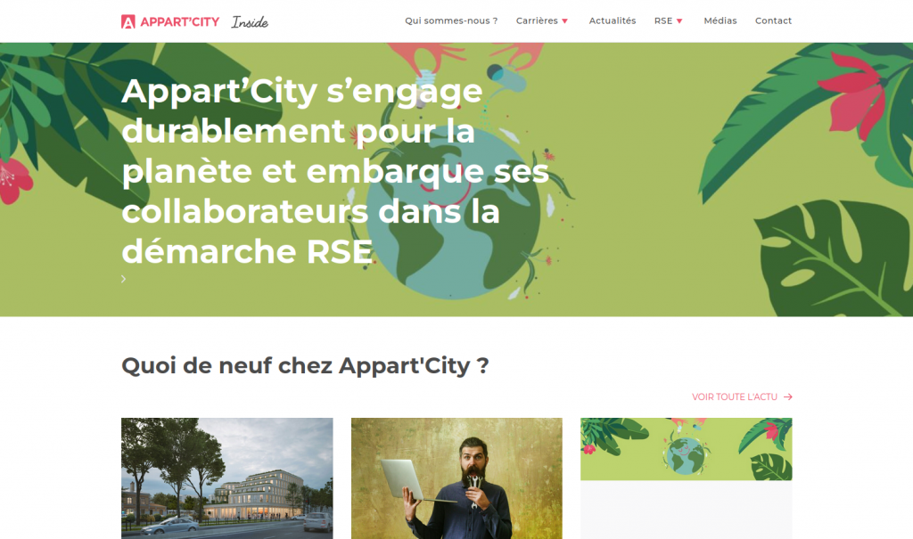 Capture d'écran du site Appart'City Inside