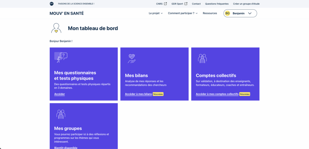Tableau de bord Mouv En Santé